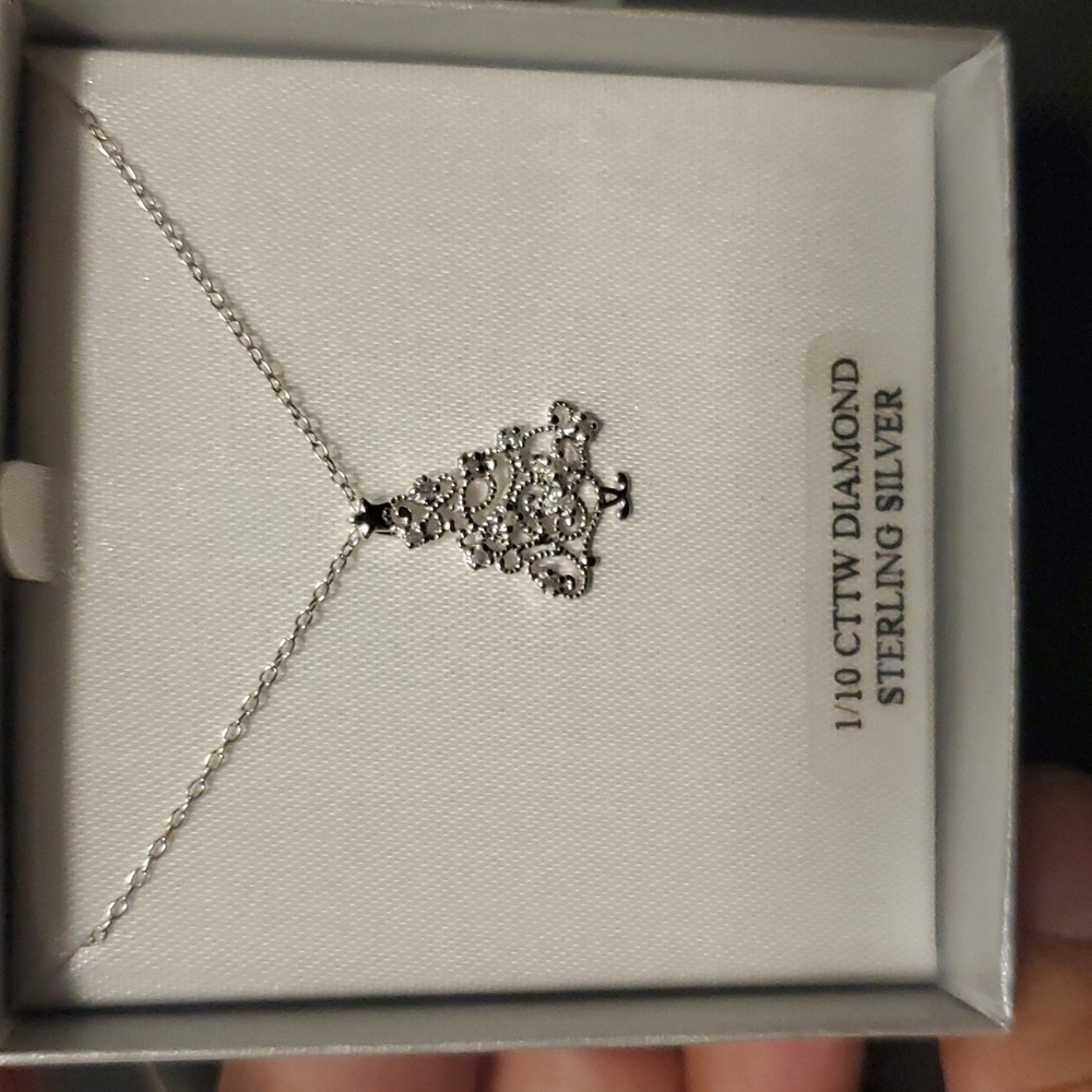 Diamond Christmas Tree Necklace- Sterling Silver 18"